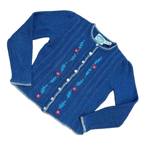 Vintage Cambridge Spirit 3D Knit Wool Grannycore Grandmacore Button Cardigan - Picture 1 of 6